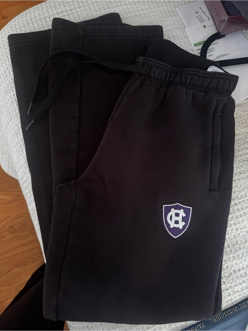Holy cross adidas black sweats